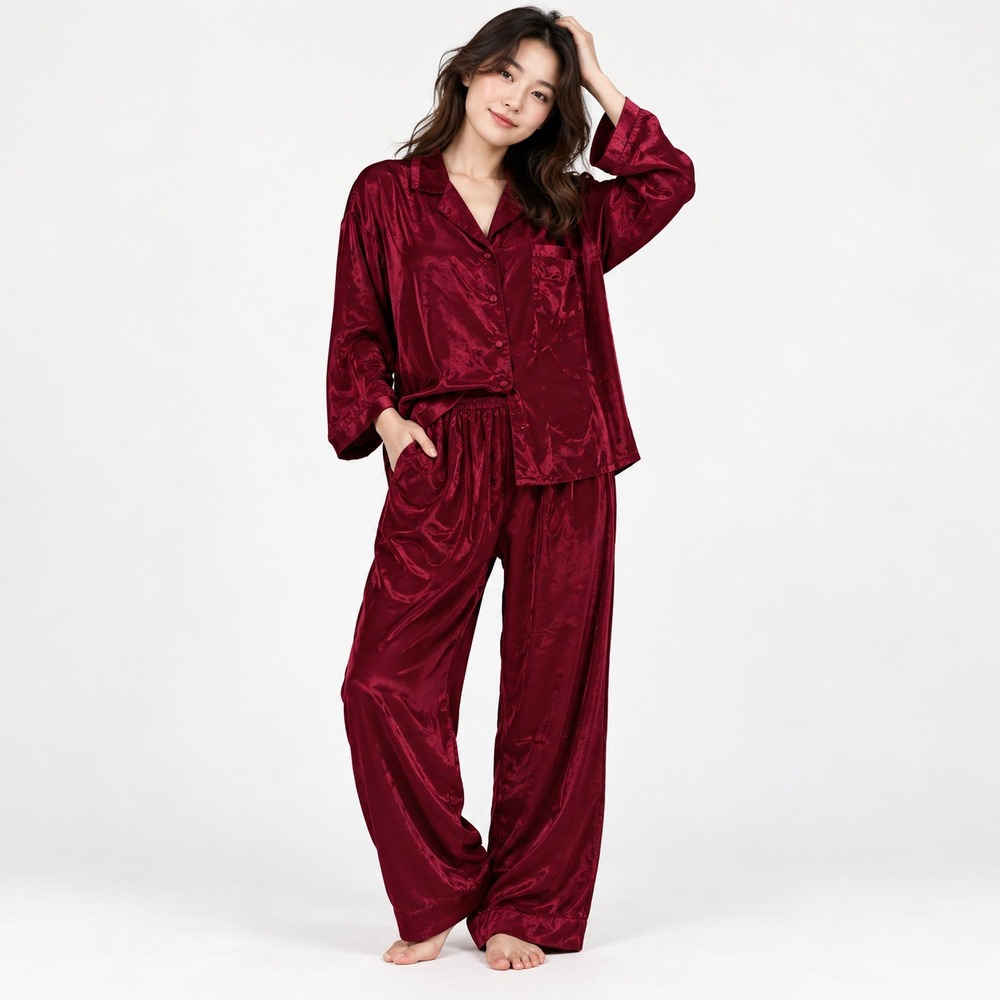 Victoria's Secret Women's Lounge Wear Set Sleepwear Dark Red 100% Polyester M